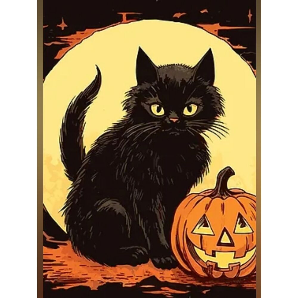 Custom Fridge Magnet Black Cat Halloween Home Kitchen Decor